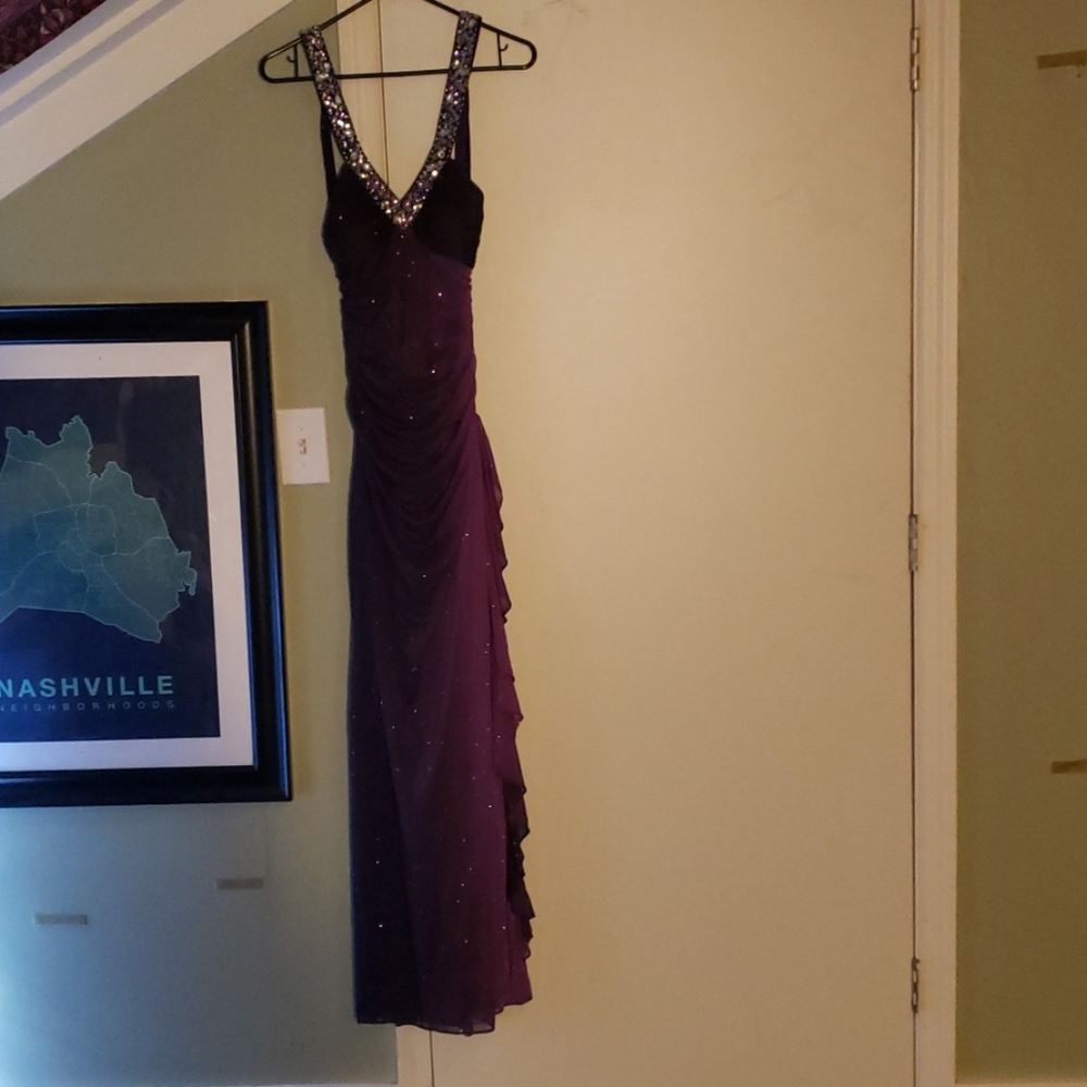 Purple glitter Blondie prom dress